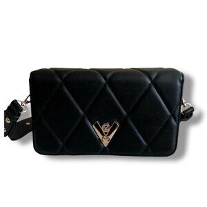 NWT- VALENTINO ORLANDI Black Diamond Quilted Crossbody Shoulder Bag Clutch